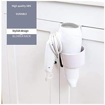 Over-The-Cabinet Hair Dryer Rack, Hair Dryer Holder Holster for Master, Guest, Kid's Bathroom, Vanity - White, 5.4" x