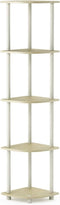 Furinno Turn-N-Tube 5 Tier Multipurpose Shelving Unit, Corner Display Rack, 1-Pack, Cream Faux Marble/White