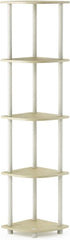 Furinno Turn-N-Tube 5 Tier Multipurpose Shelving Unit, Corner Display Rack, 1-Pack, Cream Faux Marble/White