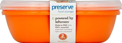 Preserve 46107 FBA_1211838 Square Food Storage Container, Set of 2, 25 Ounce Capacity, Orange
