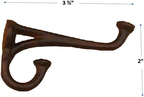 Midwest Craft House 8 Rustic Cast Iron Coat Hat Wall Hooks for School, Farm, Towel, Bath, Kitchen