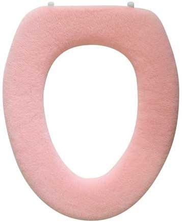 Soft Toilet Seat Cover - Plush Fabric Warmer for Round & Elongated 14x18" Toilet Seats, Pastel Pink