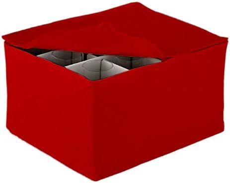 LAMINET Quilted Stemware Storage Case, Holds Up to 12 Stemware/Tall Glasses, RED