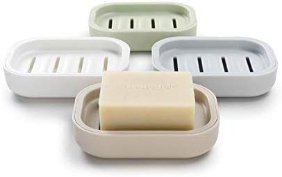 Plastic Soap Dish Container, Keeps Soap Dry, Easy Cleaning, Drain, Khaki