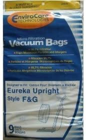 EnviroCare Replacement Micro Filtration Vacuum Cleaner Dust Bags for Eureka F&G Uprights - 9 Bags & 1 RD Belt