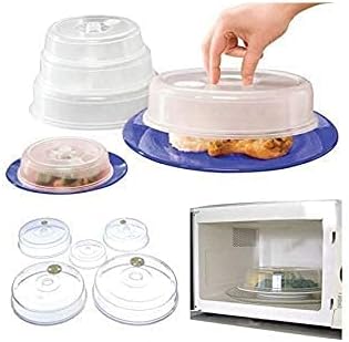 5 Piece Ventilated Microwave Covers, Adjustable Steam Vents, BPA Free Mixed Sizes for Large & Small Food Plates