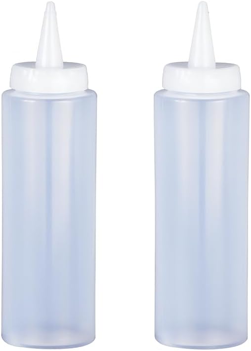 HIC Kitchen Refillable Squeeze Bottles with Nozzle Caps, Clear, BPA Free, 8-Ounce,