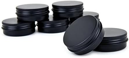 Aluminum Metal Tin 1oz/30ml - Black Round Tin Cans with Screw Top Lid, Pack of 10
