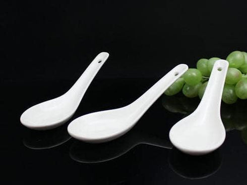 JapanBargain 1572x4 White Porcelain Soup Spoons - Japanese Chinese Rice Spoons, Pack of 4