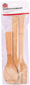 TABLE KING 3 Assorted Natural Bamboo Cooking Kitchen Tools Kit Utensils Spoon Slotted Turner Spatula Cooking Set, 12, 85179