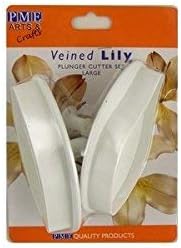 PME LY1002 Veined Lily Plunger Cutters, Set of 2, Large Size, White