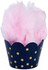 Navy Blue and Gold Cupcake Wrappers - 24 Count Reversible Party Decoration Supplies for Nautical Baby Shower, Military