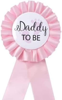 Armear Pink Baby Shower Sash for Mom To Be, Daddy To Be Badge, Baby Boy Shower Decorations, Girl Gender Reveal