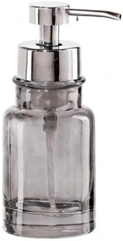OGGI Glass Foaming Soap Dispenser, 10oz Capacity, Stylish Refillable for Bathroom and Kitchen in Gray/Chrome