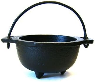 Cast Iron Cauldron w/Handle, Ideal for Smudging, Incense Burning, Candle Holder, 5" Diameter