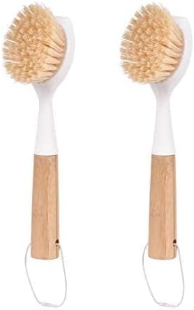 U/D 2 Pack Bamboo Dish Brush - Scrub Brush for Pots, Pans & Sink