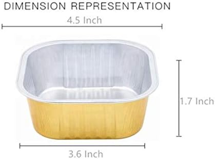 KEISEN square 4 2/5" Disposable Aluminum Foil Cups, 300ml for Muffin Cupcake Baking, 24/PK