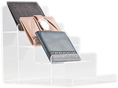 Acrylic Jewelry Display Riser Shelf Holder - 3-Tier Acrylic Wallet Display Stand Showcase Fixtures
