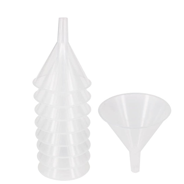 8 Pack Multi-Purpose Plastic Funnels, Long Reaching Spout (4.7 ), Easy Content Transfer by ZMYBCPACK