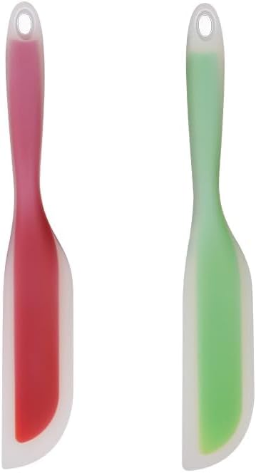 Nonstick Silicone Knife Shaped Flexible Kitchen Spatula, Kitchen Cooking Utensils with Nylon Core (Red&Green)