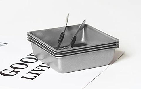 Flunyina 4 Inches Non-Stick Square Cake Pans | Set of 4 Carbon Steel Cake Molds for Home, Wedding, Birthday Party