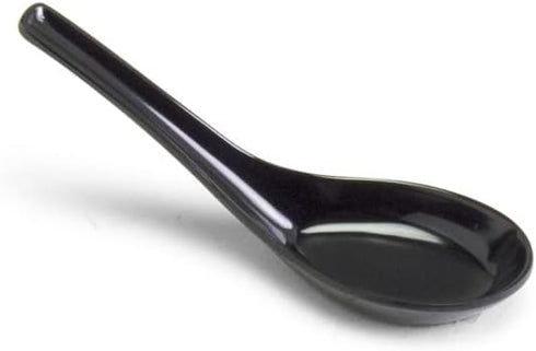 JapanBargain 3192x4, Black Soup Spoons Chinese Japanese Asian Spoons Wonton Miso Ramen Noodle Soup Spoons, Set of 4