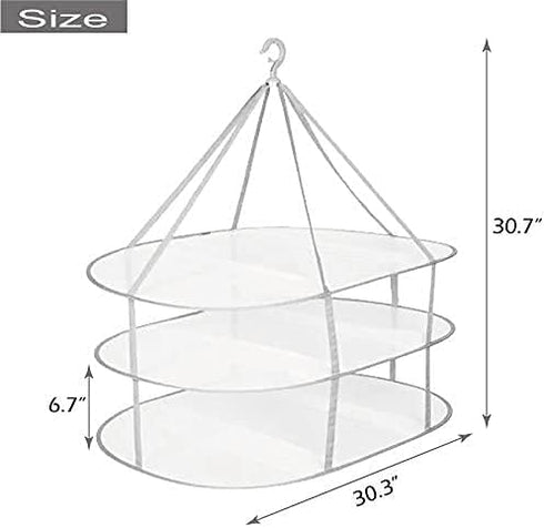 Looca 3-Tier Folded Mesh Clothes Hanging Dryer Sweater Drying Rack 30.3" L x 24.5" W x 30.7" H