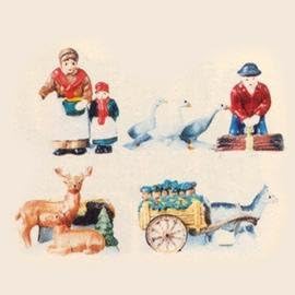 Department 56 Farm People and Animals, 5 Piece Set of Porcelain Figurines