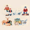 Department 56 Farm People and Animals, 5 Piece Set of Porcelain Figurines