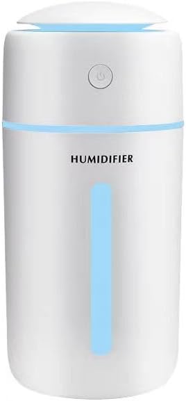 Small Cool Mist Humidifier for Bedroom, Portable Travel Humidifier for Car, with 7 Colors LED Light, Battery Powered