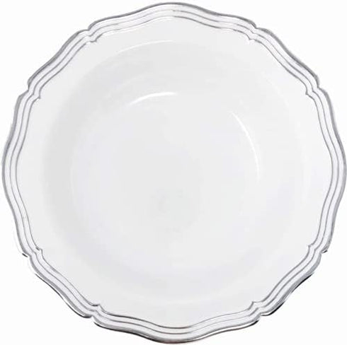 DecorLine Elegant Aristocrat Collection Dessert Bowls White/Silver (Pack of 10) - Perfect for Special Occasions &