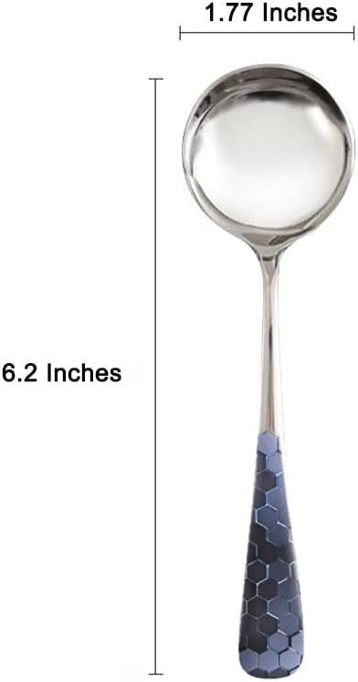 Stainless Steel Coffee Round Spoon,Korean Dessert Spoon,Hexagonal Pattern Mixed Color Tea Spoon for Home, Kitchen or Restaurant, Set of 4 Coffee Spoons, 6 Inches.