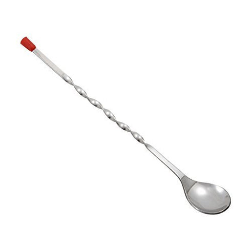 Winco 11-inch Bar Mixing Spoon Stainless Steel with Removable Red Tip