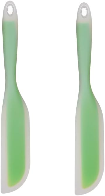 Flexible Kitchen Spatula Scraper Turner, Nonstick Silicone Knife Shaped Cooking Utensils with Nylon Core, Green (Set of