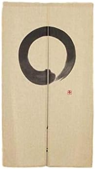 Narumi Japanese Enso Noren Doorway Curtain Tapestry, Hemp Blend Twill Fabric 33.5"x59.1" from Japan