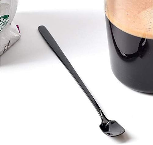 6 PCs Stainless Steel Mixing Spoon, Black Finish, 6-1/32 Inch Stirrer Spoon for Coffee, Ice Tea