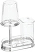 Countertop mDesign Plastic Toothpaste and Toothbrush Holder Center with Cup/Cover - Organizer for Bathroom Vanity