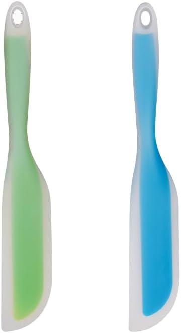 Nonstick Silicone Knife Shaped Flexible Kitchen Spatula, Kitchen Cooking Utensils with Nylon Core (Blue & Green)