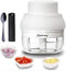 Electric Garlic Chopper Mini, 100ML/3.3FL OZ, Garlic Masher & Mincer with Peeler and Spoon, White