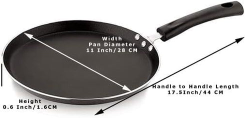 Sahishnu Online And Marketing Nonstick Dosa Pan, Black, Aluminium, 285mm x 11mm x 0.5in by Sahishnu Online And Marketing
