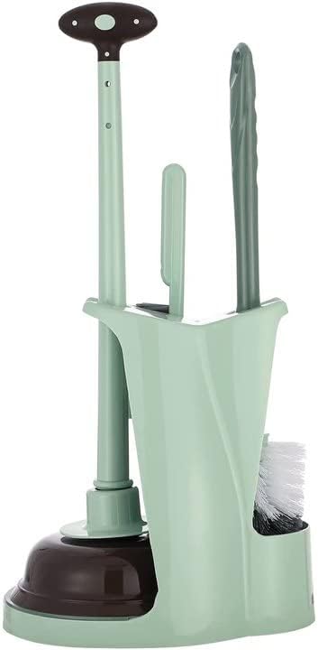 Cq acrylic Toilet Brush and Plunger Set,Green 3 in 1 Bathroom Scrubber