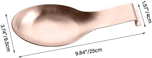 Stainless Steel Spoon Rest, Spatula Holder, Brushed Finish, Dishwasher Safe, 9.8 x 3.7 Inch, Rose Gold
