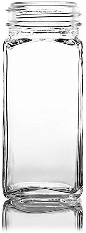 Small Clear Glass Spice Jars w/Dual Sifter Cap | Food Grade BPA Free USA Made | 4 Fluid Ounce Capacity by Pride Of India