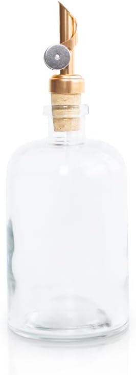 Rail19 Clear Glass Mouthwash Dispenser with Metal Pour Spout | Cooking Oil