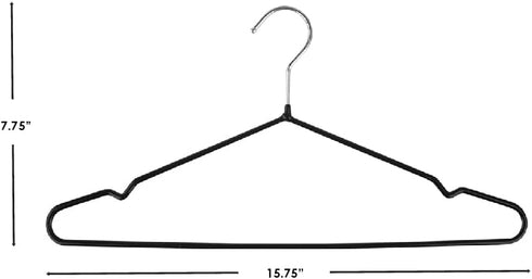 Home Basics Chrome Hangers, PVC Coated, Non-Slip Garment Hanger for Closet Organizer, Pack of 10, Black