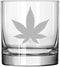 Rocks Whiskey Old Fashioned Glass with Cannabis Marijuana Pot Leaf Design