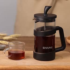 Sivaphe French Press 34oz, Lightweight Durable High Borosilicate Carafe Maker, 8 Cup Plastic Coffee Press