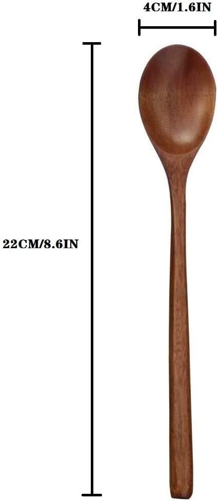 Long Handle Wooden Spoon - 8.6 Inches for Mixing Coffee, Tea, Jam, and Bath Salt, Environmentally Friendly, 4 Pieces