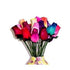 24 Small Bud Wooden Roses Bouquet - Assorted Colors