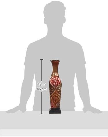 Elements Harlequin Embossed Decorative Metal Vase, 17-Inch, Home Decor for Floral Arrangements